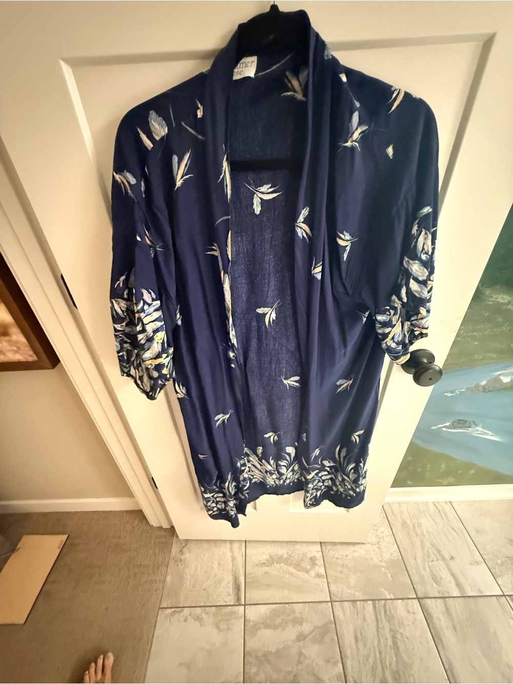 Unknown Brand Navy Floral Lightweight Throw / Drapery